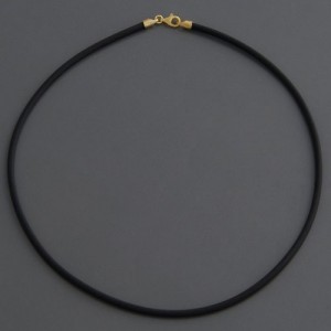 Kautschukband schwarz 3 mm, Verschluss vergoldet, Länge 38cm bis 90cm